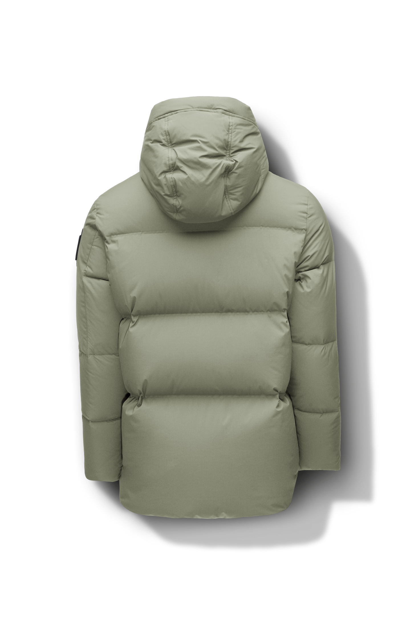 Supra Men's Performance Puffer in hip length, Technical Taffeta and 3-Ply Micro Denier fabrication, Premium Canadian White Duck Down insulation, non-removable down filled hood, centre front two-way zipper, flap pockets at waist, and zipper pocket at left bicep, in Clover