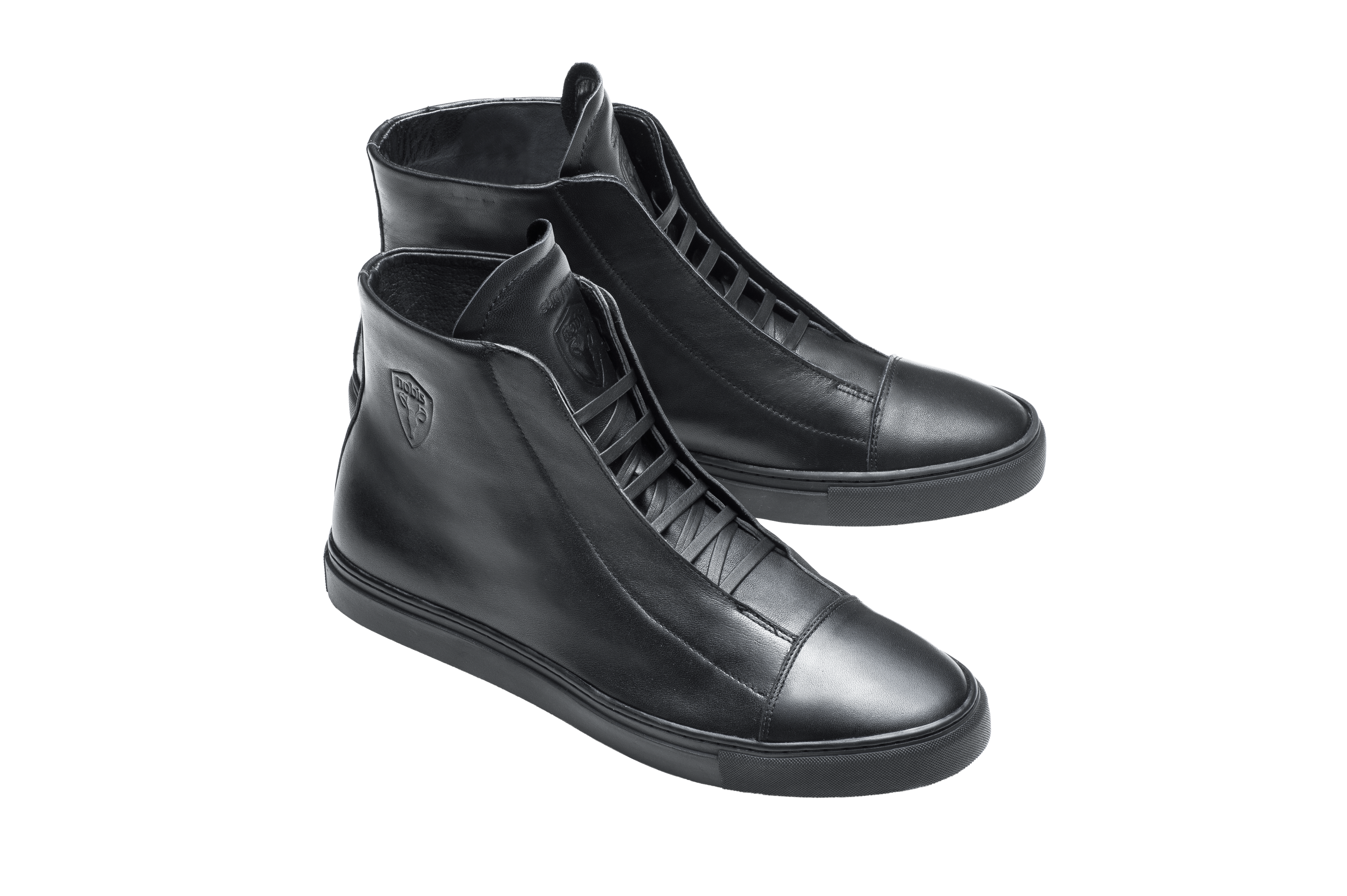 Sully Wong Black Leather Mid Top Sneaker