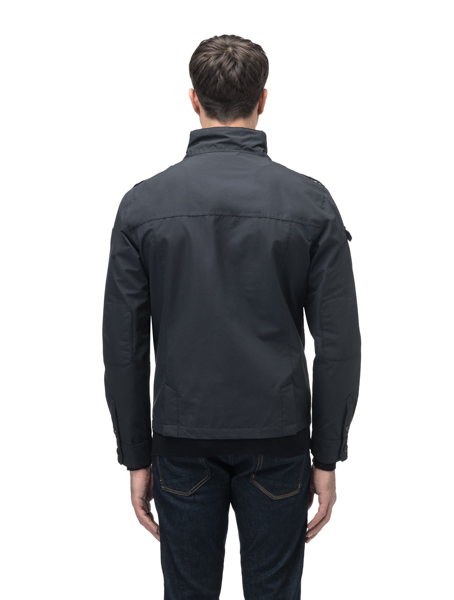 Men's waist length military style jacket in Black
