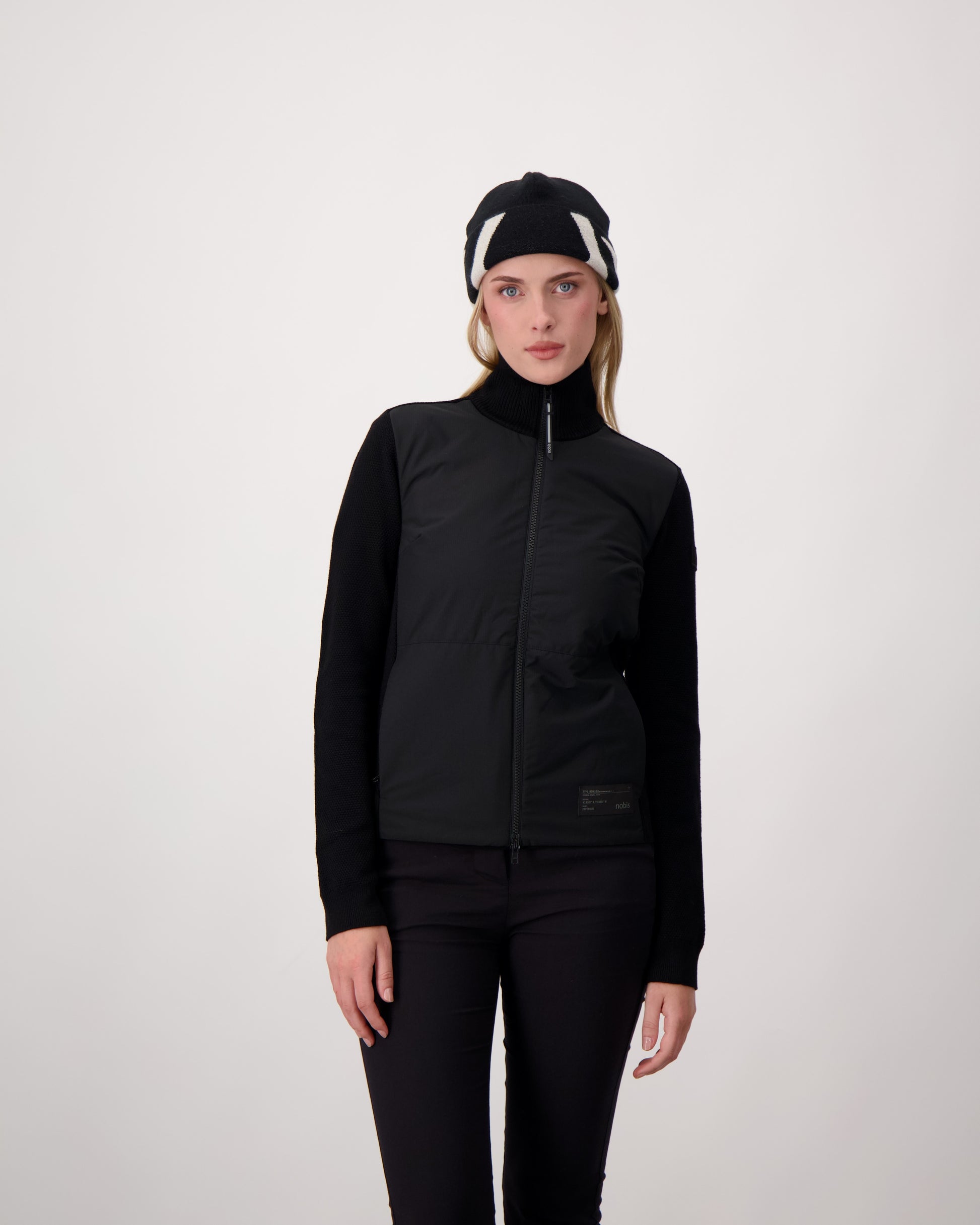 Antler Beanie in merino wool blend, antler knit motif on front, in Black