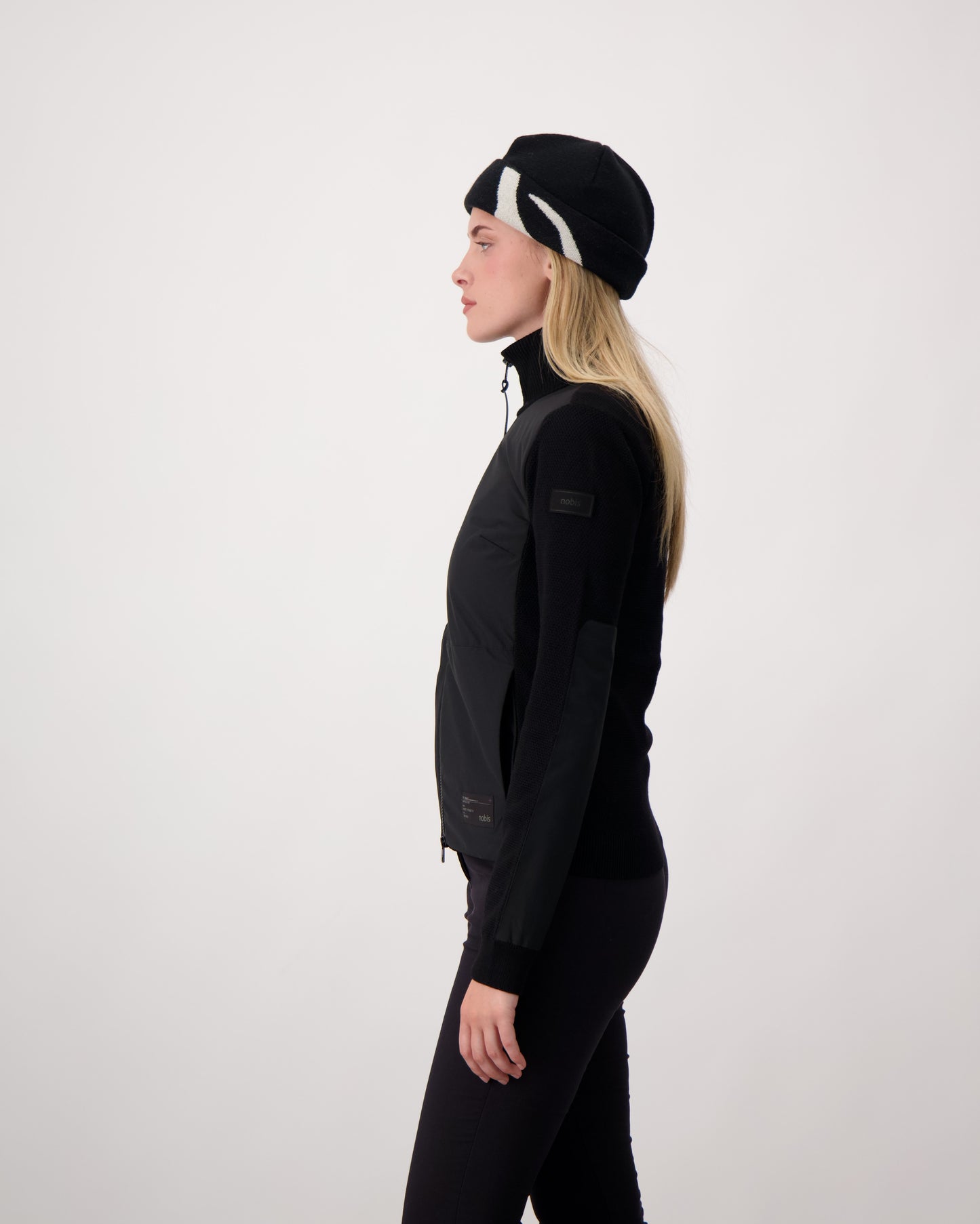 Antler Beanie in merino wool blend, antler knit motif on front, in Black