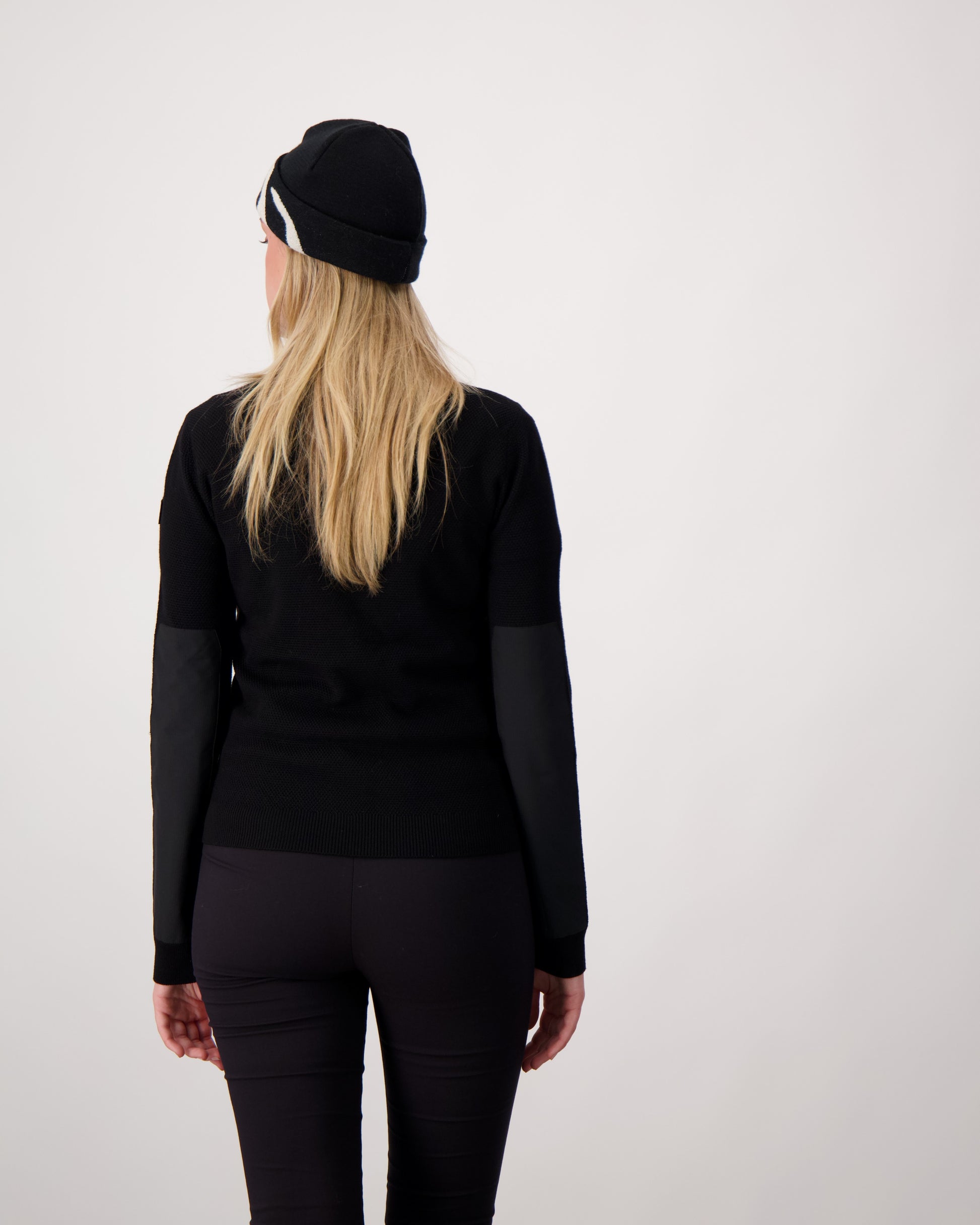 Antler Beanie in merino wool blend, antler knit motif on front, in Black