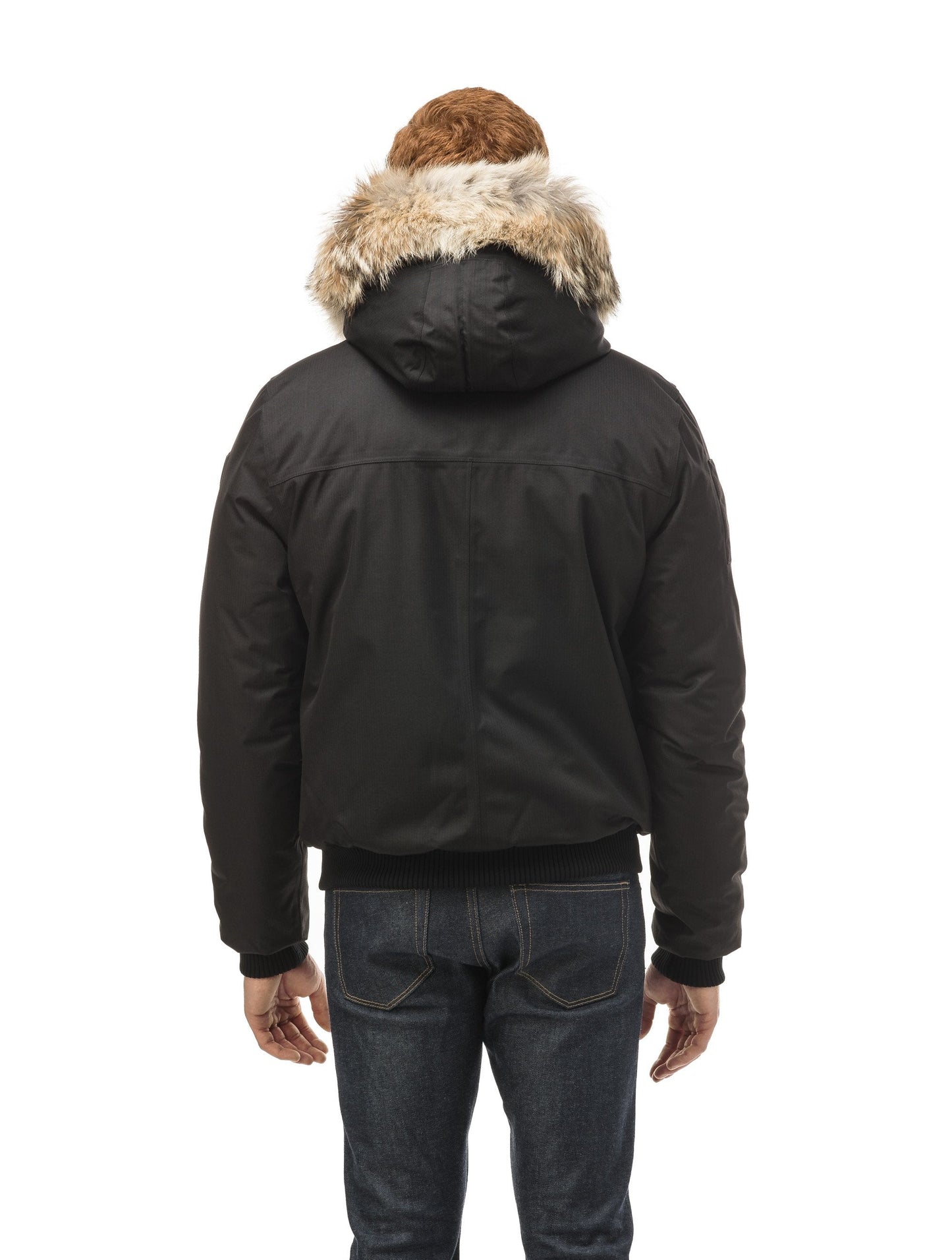 Men's classic down filled bomber jacket with a down filledÃƒÆ’Ã†â€™Ãƒâ€ Ã¢â‚¬â„¢ÃƒÆ’Ã¢â‚¬Â ÃƒÂ¢Ã¢â€šÂ¬Ã¢â€žÂ¢ÃƒÆ’Ã†â€™Ãƒâ€šÃ‚Â¢ÃƒÆ’Ã‚Â¢ÃƒÂ¢Ã¢â€šÂ¬Ã…Â¡Ãƒâ€šÃ‚Â¬ÃƒÆ’Ã¢â‚¬Â¦Ãƒâ€šÃ‚Â¡ÃƒÆ’Ã†â€™Ãƒâ€ Ã¢â‚¬â„¢ÃƒÆ’Ã‚Â¢ÃƒÂ¢Ã¢â‚¬Å¡Ã‚Â¬Ãƒâ€¦Ã‚Â¡ÃƒÆ’Ã†â€™ÃƒÂ¢Ã¢â€šÂ¬Ã…Â¡ÃƒÆ’Ã¢â‚¬Å¡Ãƒâ€šÃ‚Â hood that features a removable coyote fur trim and concealed moldable framing wire in Black