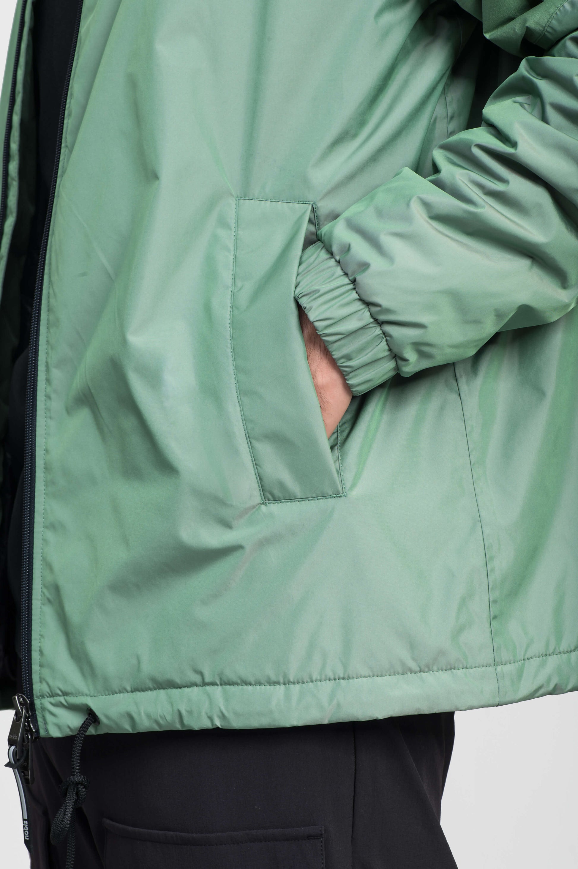 Edgemont Men's Tailored Coach Jacket in hip length, rib knit collar, elastic cuffs, centre front two-wau zipper, single welt waist pockets, adjustable waist drawstring, in Duck Green