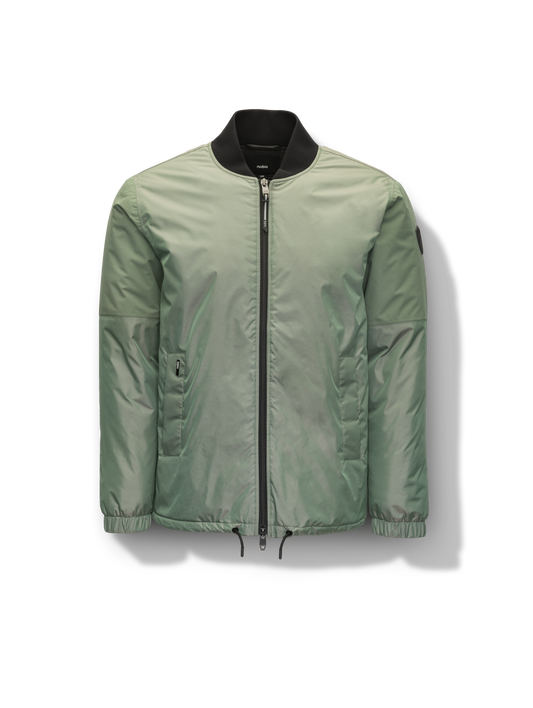 Edgemont Men's Tailored Coach Jacket in hip length, rib knit collar, elastic cuffs, centre front two-wau zipper, single welt waist pockets, adjustable waist drawstring, in Duck Green + Duck Green