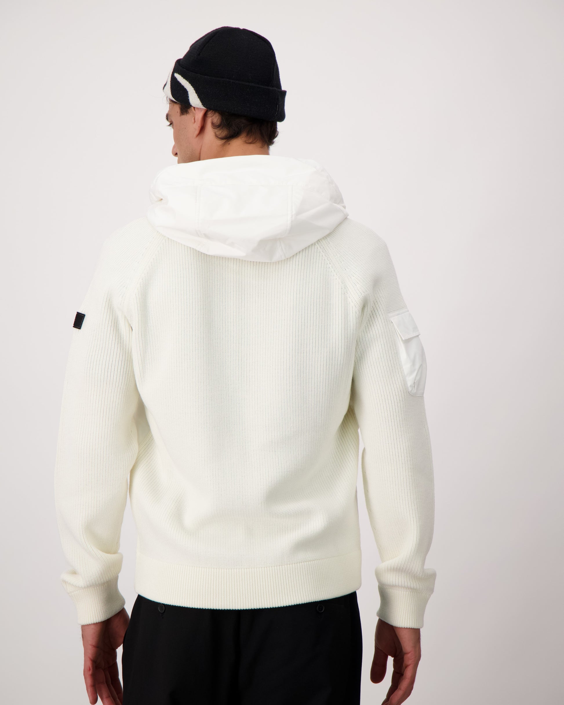 Antler Beanie in merino wool blend, antler knit motif on front, in Black