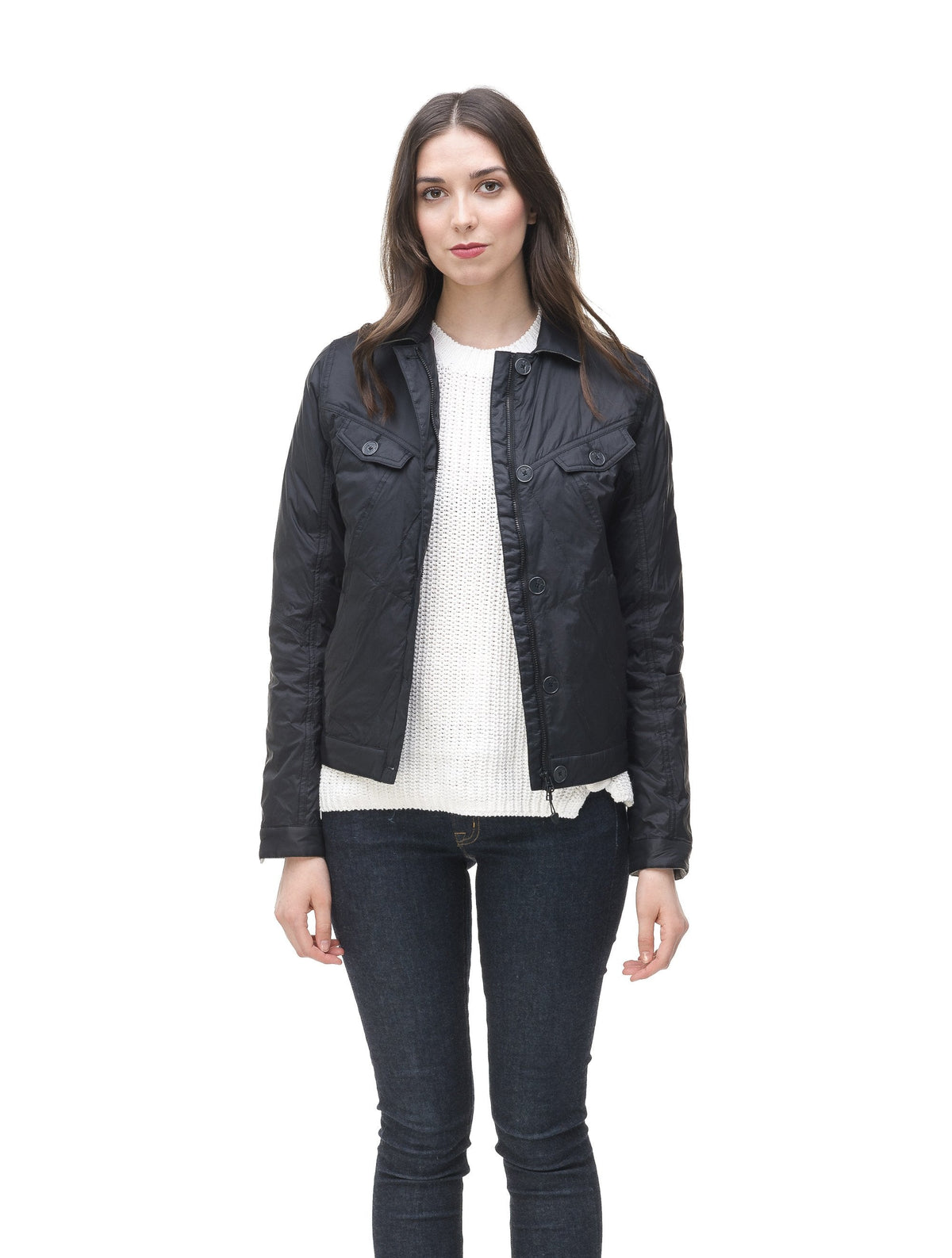 Lightweight cropped women's jacket in Black