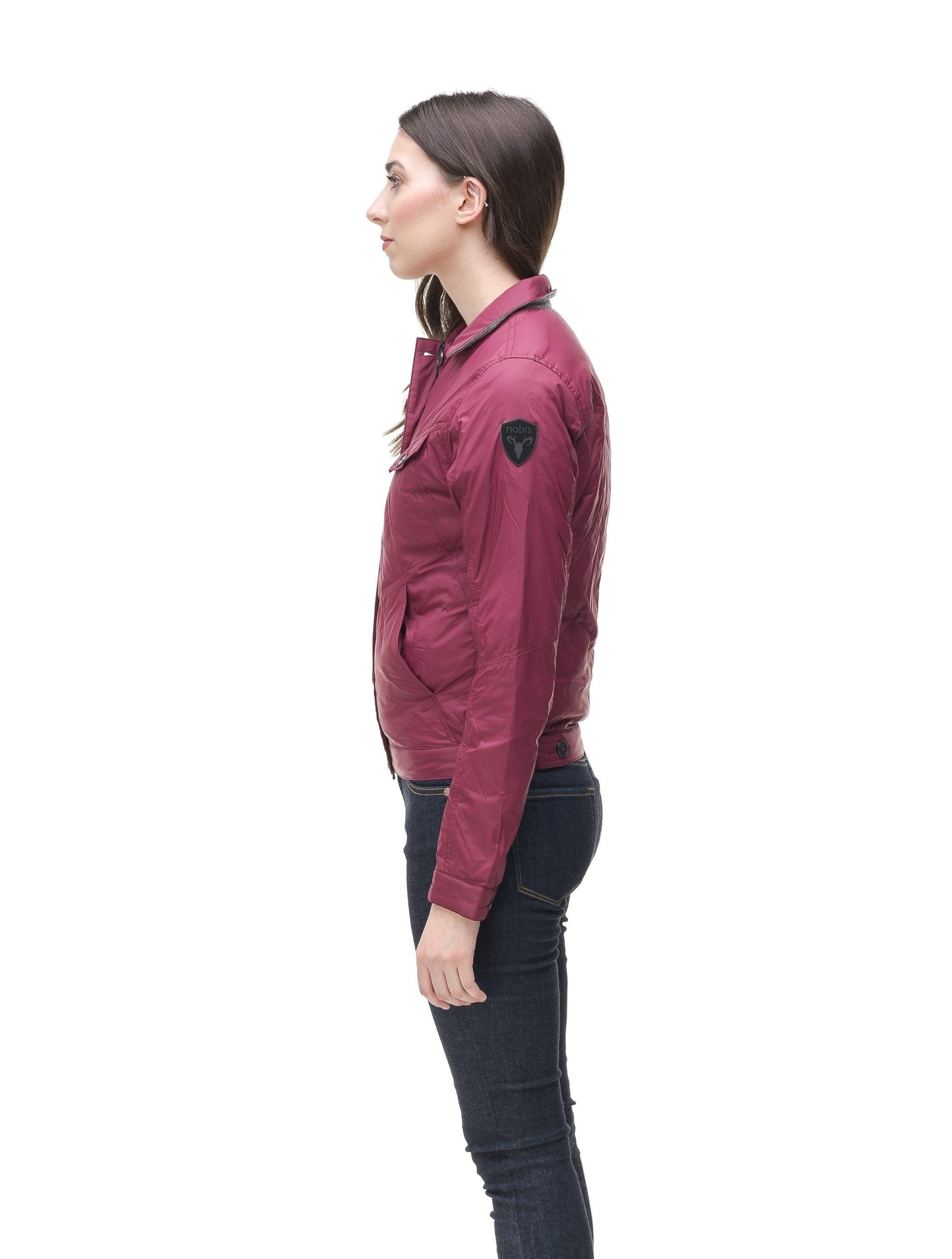 Lightweight cropped women's jacket in Berry, Denim Blue or Black