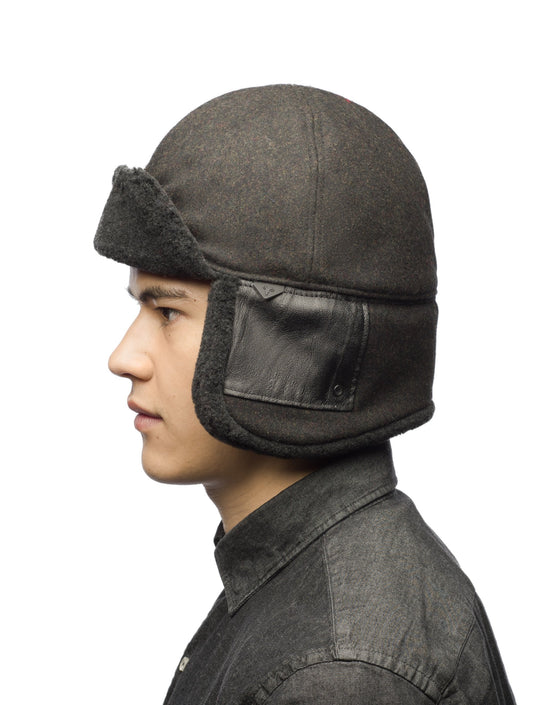 Unisex ball cap with adjustable ear flaps in H. Black + H. Black