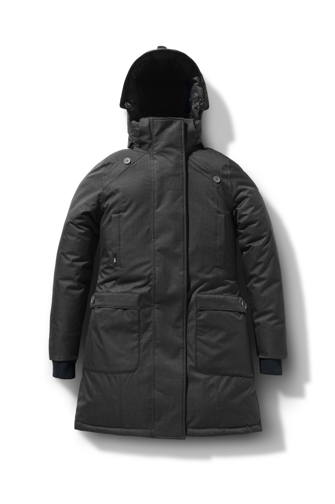 Best selling women's down filled knee length parka with removable down filled hood