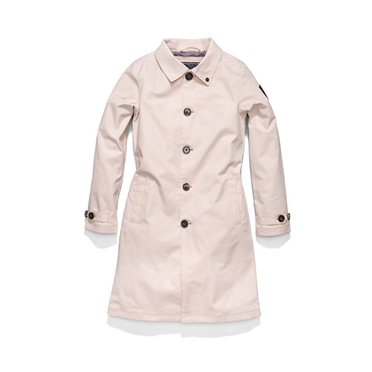 Women's thigh length Mackintosh jacket in Dusty Rose + Dusty Rose