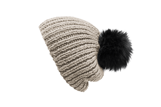 Toque with pom pom in Cream + Cream