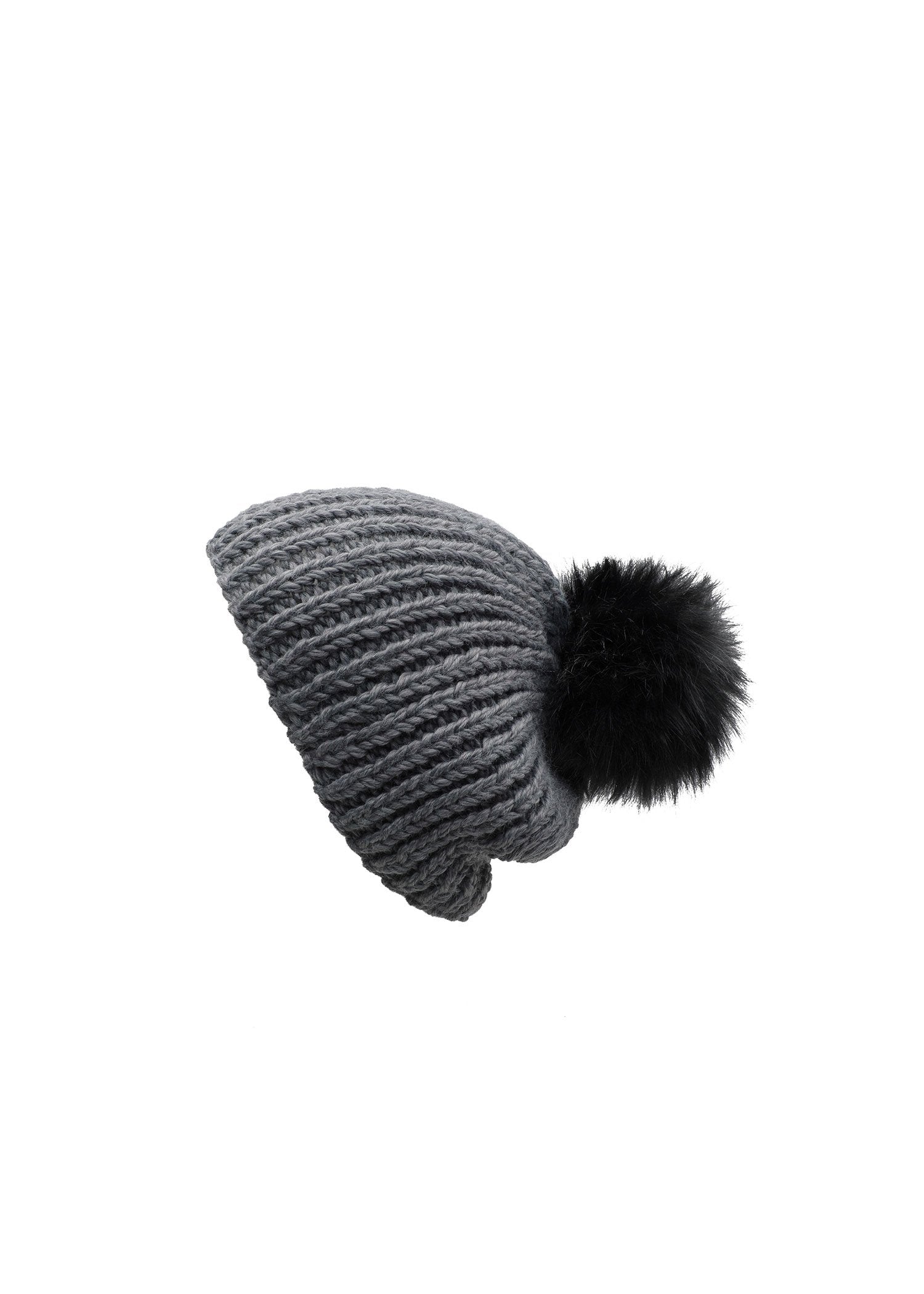Toque with pom pom in Heather Grey