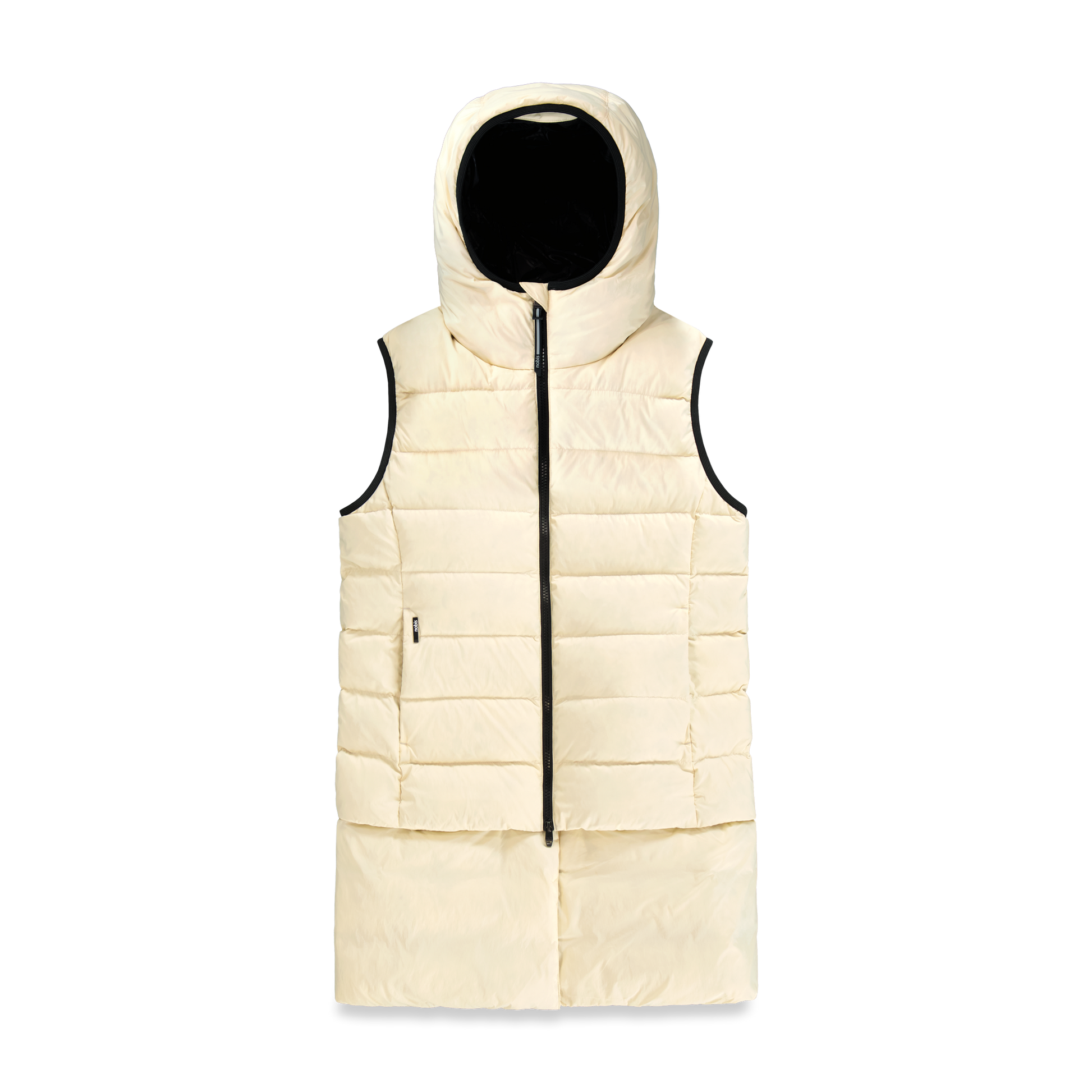 Saratoga puffer vest in Wheat insulated with Canadian white duck down, featuring stretch nylon ribbing for mobility, hidden waist drawcord, and a tailored fit for warmth and style. Lightweight and ideal for layering.