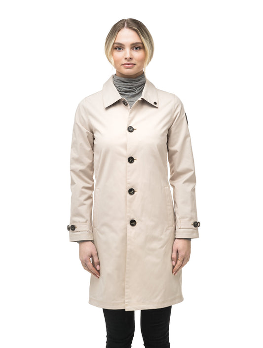 Women's thigh length Mackintosh jacket in Camel + Camel