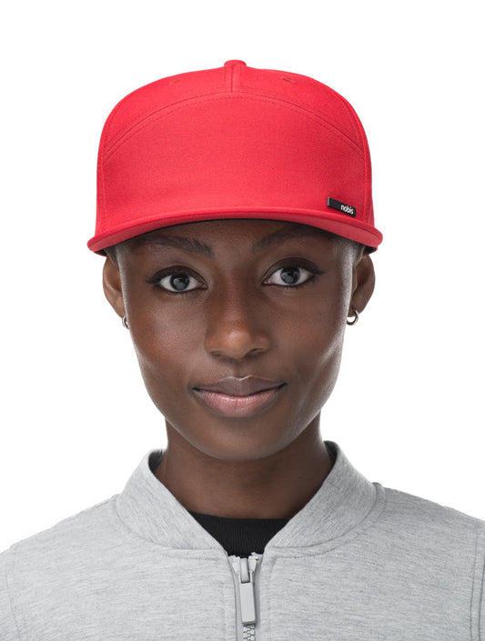 Solar 7-Panel Flat Peak Snapback Cap + Red