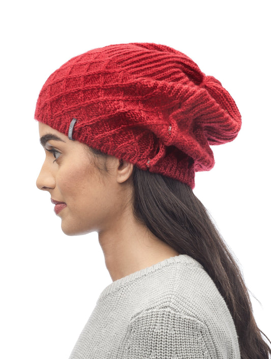 Knit Slouchy Hat in Red + Red