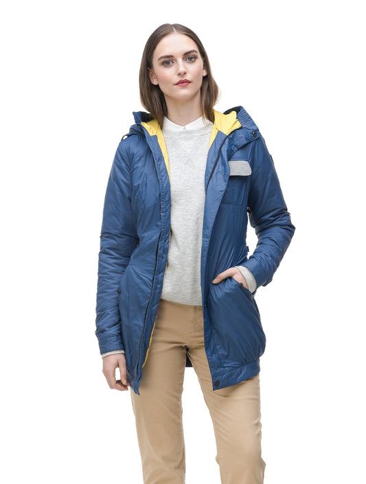 Women's ultralight down jacket in Denim Blue + Denim Blue