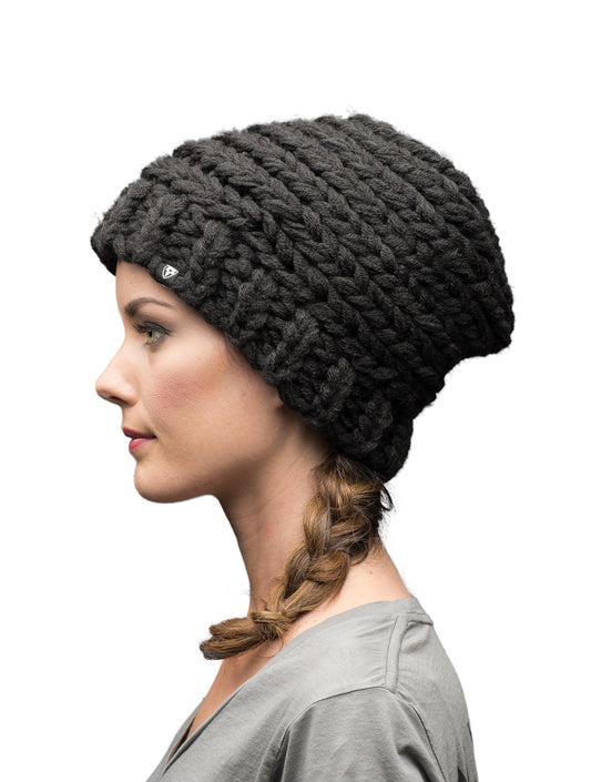 Beehive shaped knit toque in H. Black + H. Black