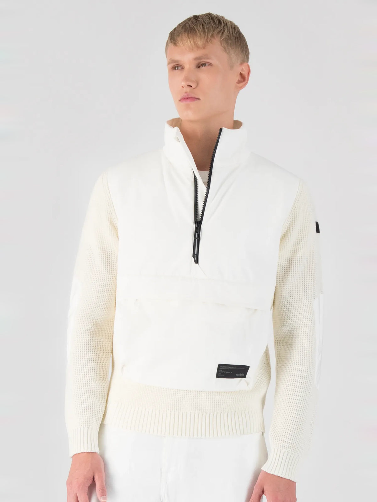 Wai Men's Half Zip Hybrid Sweater - Chalk