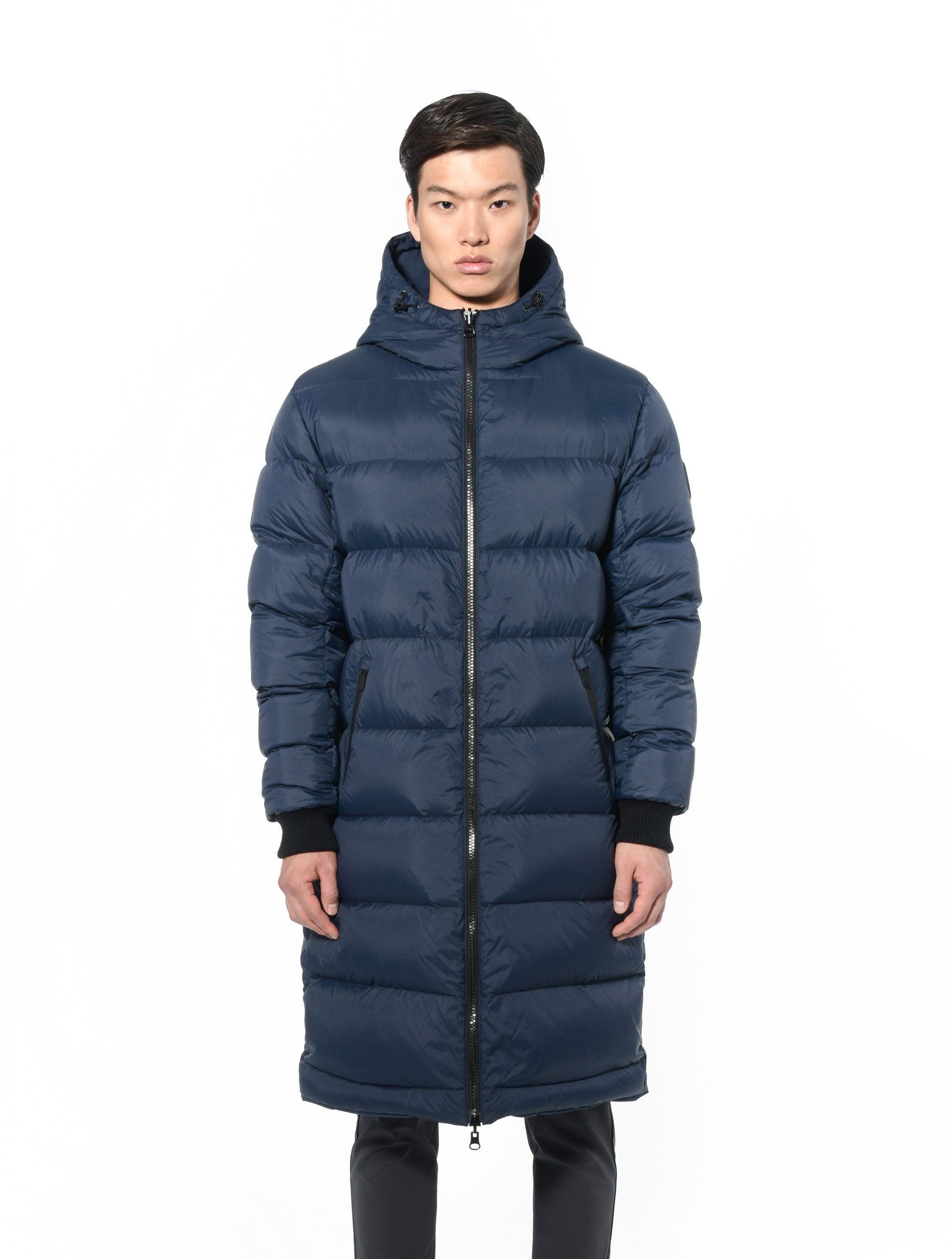 Mens long length puffer coat best sale