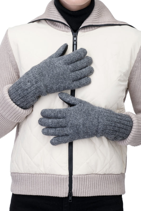 Aria Unisex Knit/Leather Gloves in Concrete