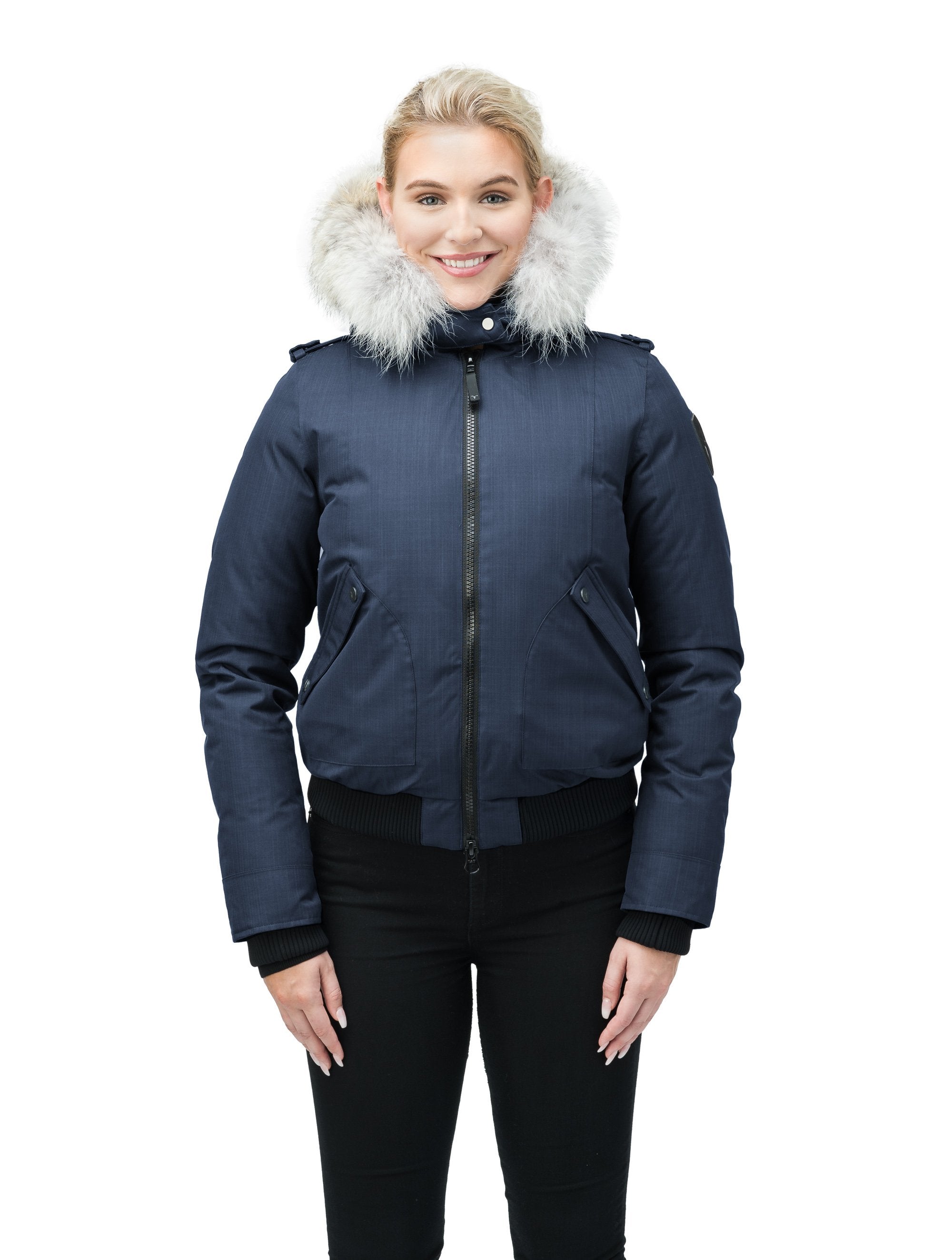 Navy blue jacket outlet with fur hood