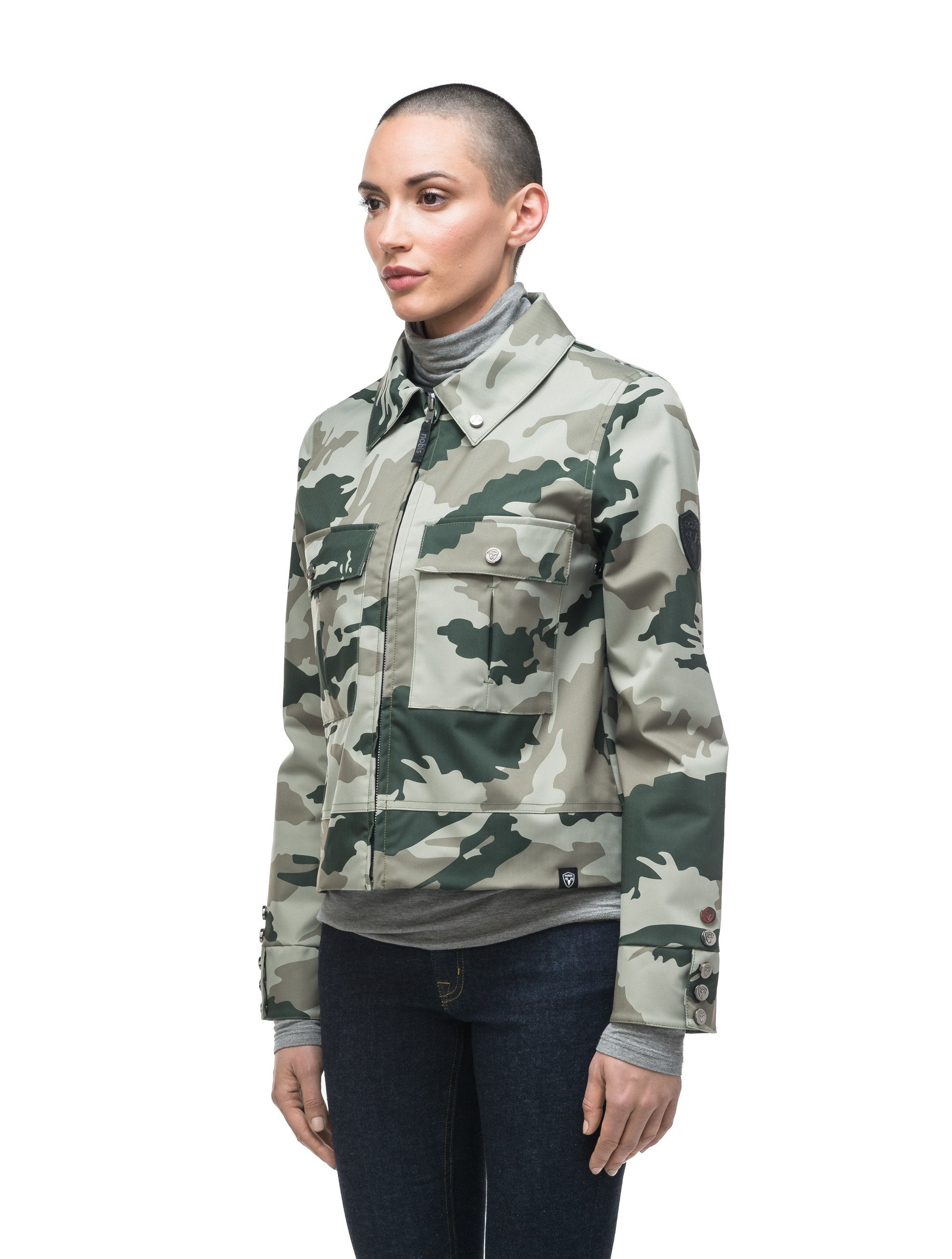 Isabella Women s Military Cropped Jacket Army Green Camo S