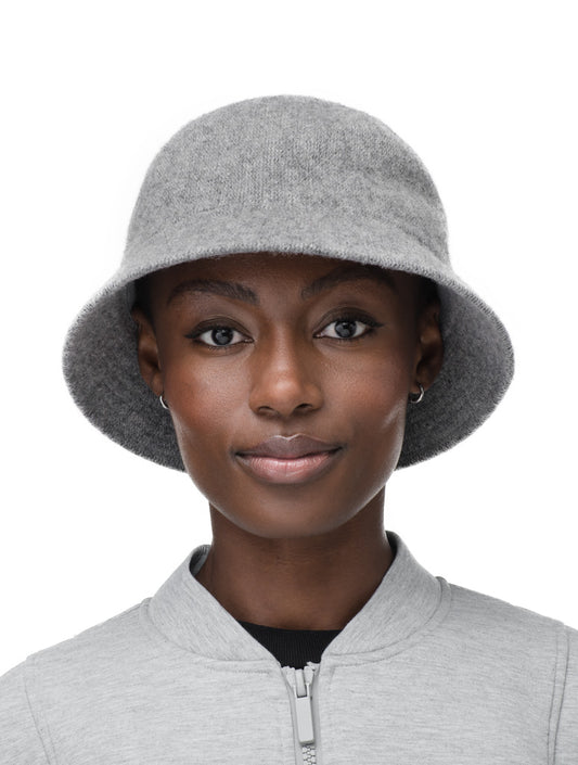 Knit moulded bucket hat in Heather Grey