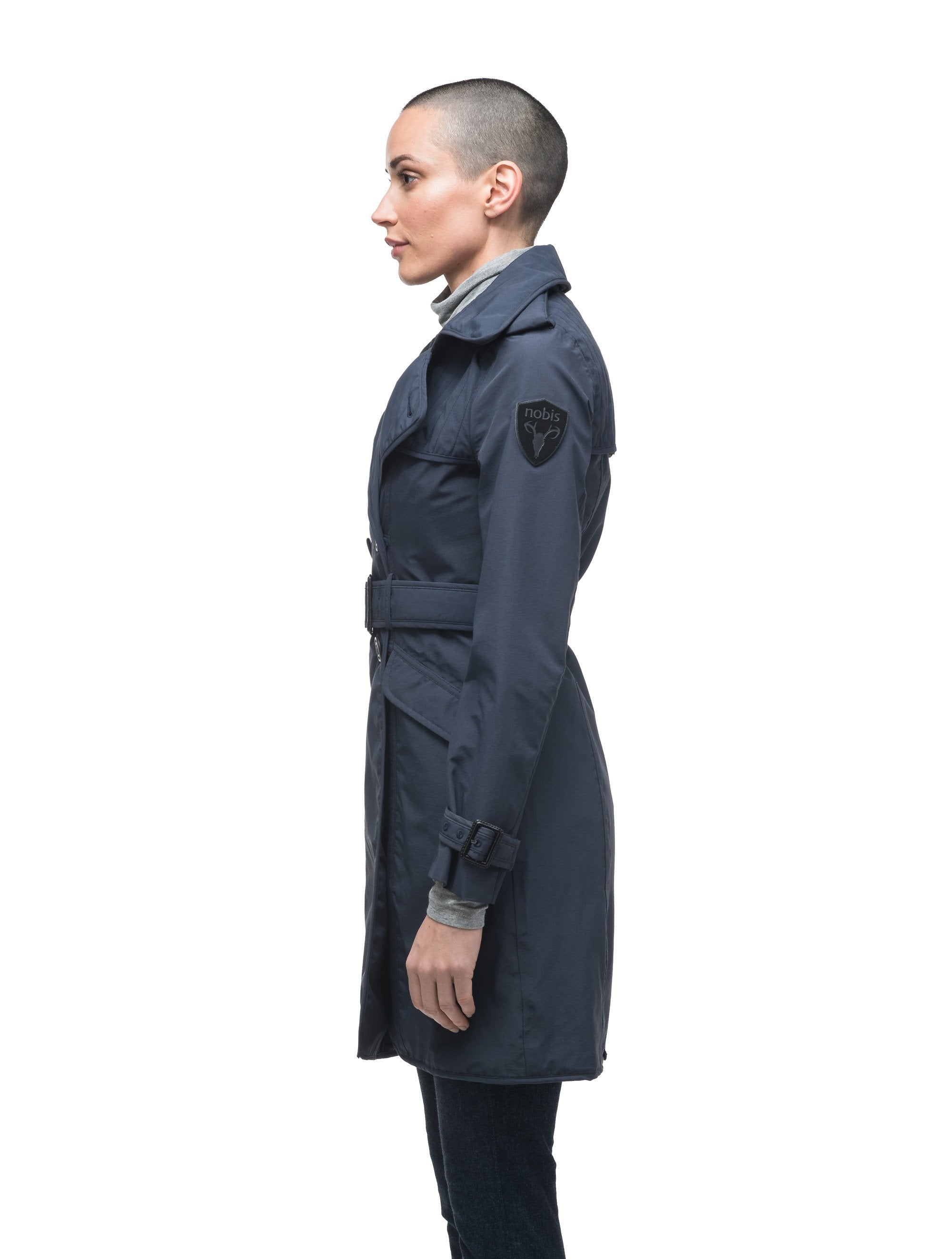 Navy trench shop coat with hood