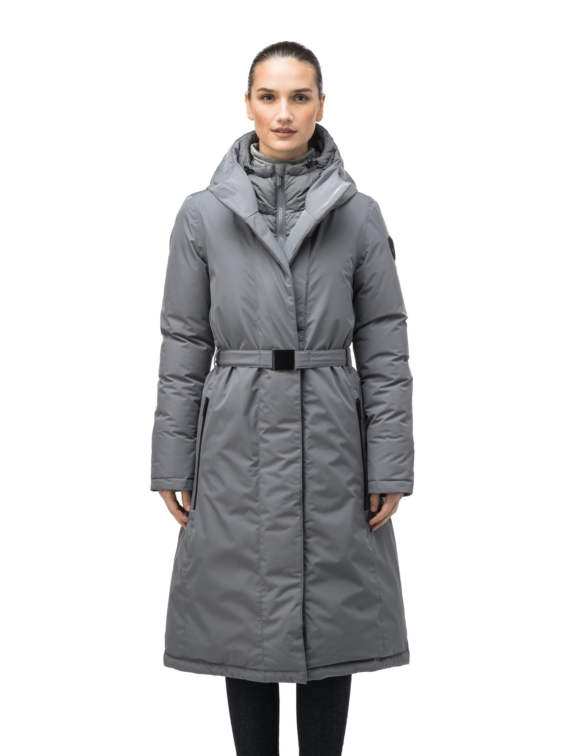 Belted parka womens best sale