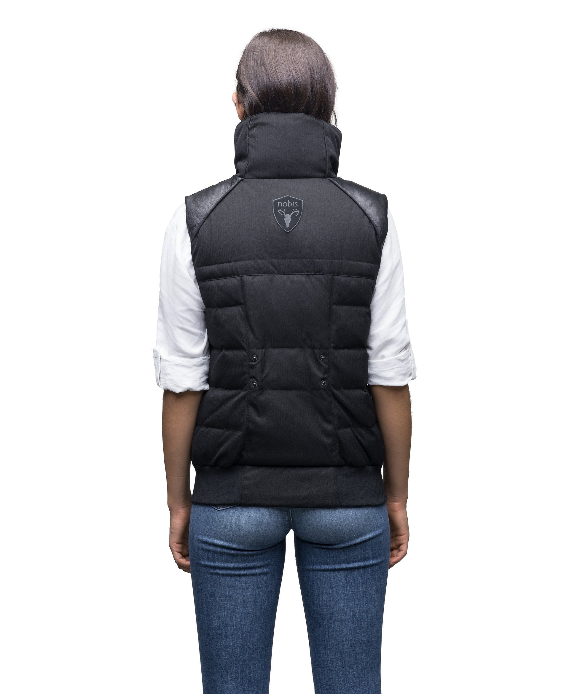 Women's puffer vest with quilting detail in CH Black