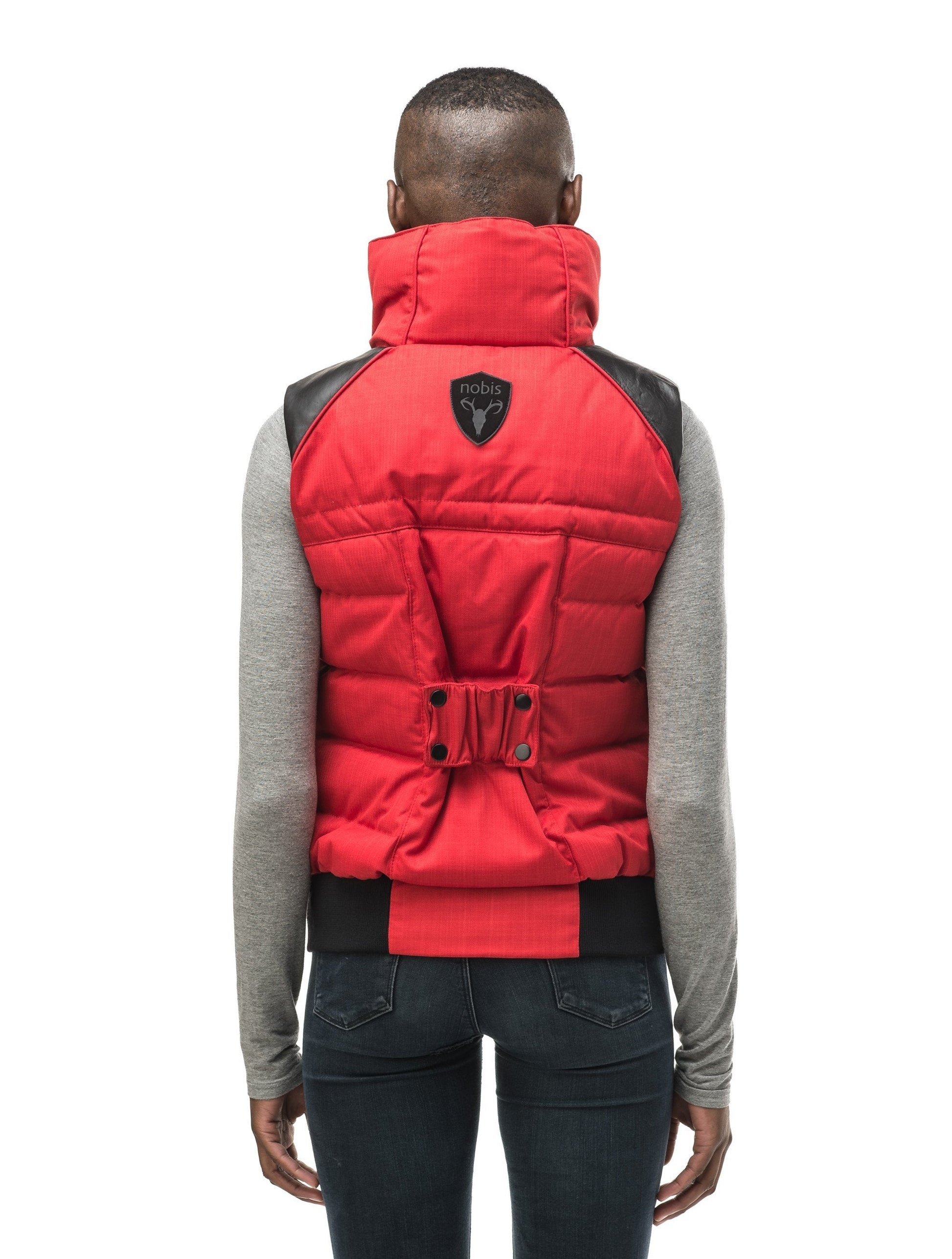 Women's puffer vest with quilting detail in CH Red