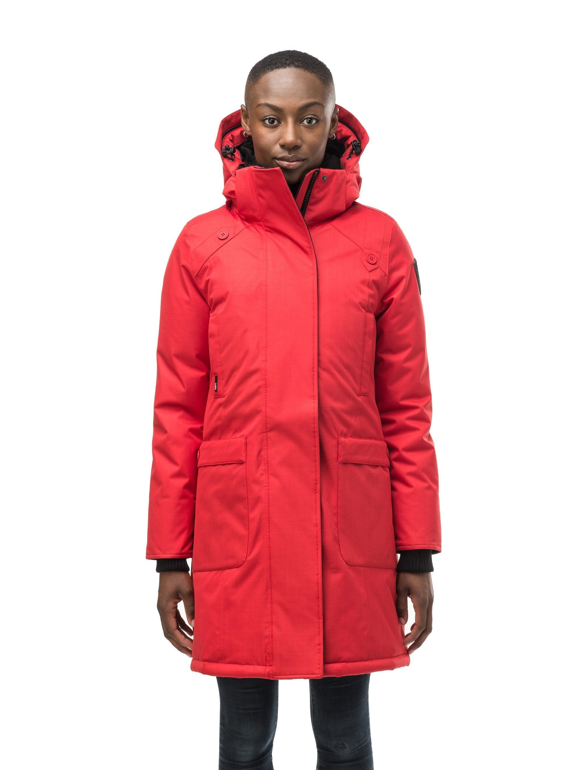 Winter coat with cheap belt and hood