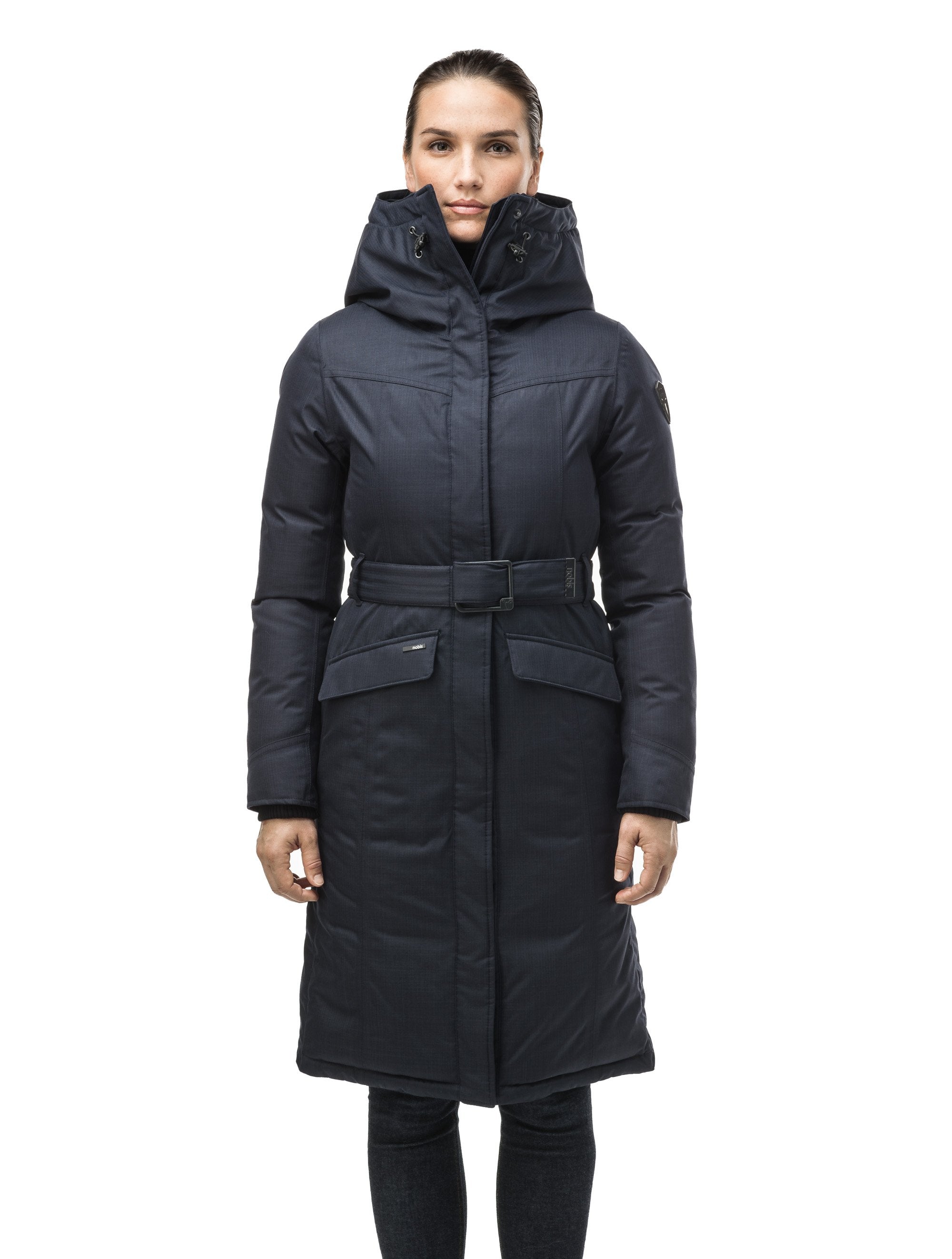 Navy long deals down coat