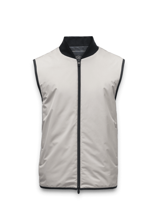 Neo Men's Mid Layer Vest in hip length, Primaloft Gold Insulation Active+, and two-way zipper, in Clay