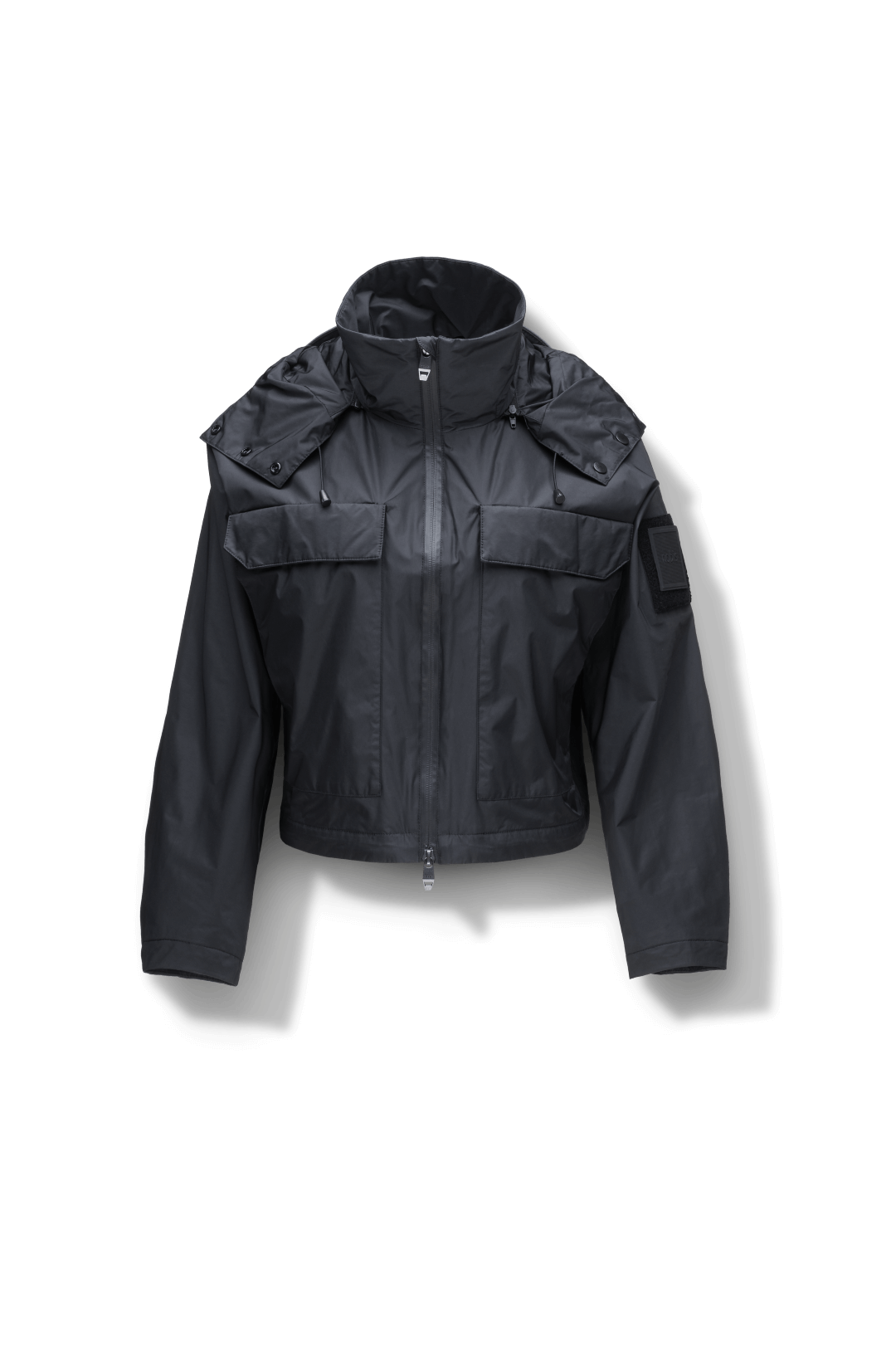 Women's Leather Bomber Jacket, Removable Hood