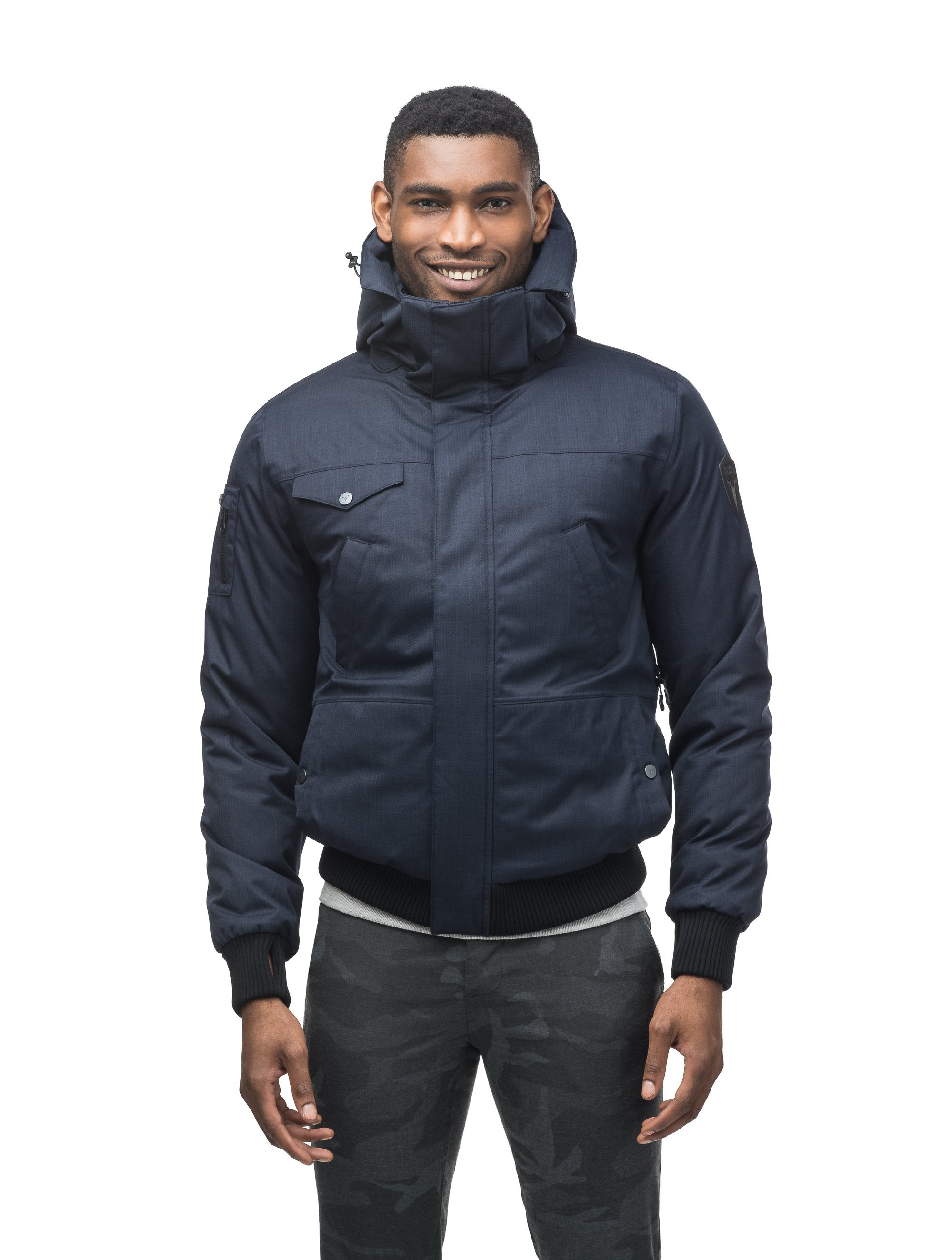 Down filled shop bomber jacket mens