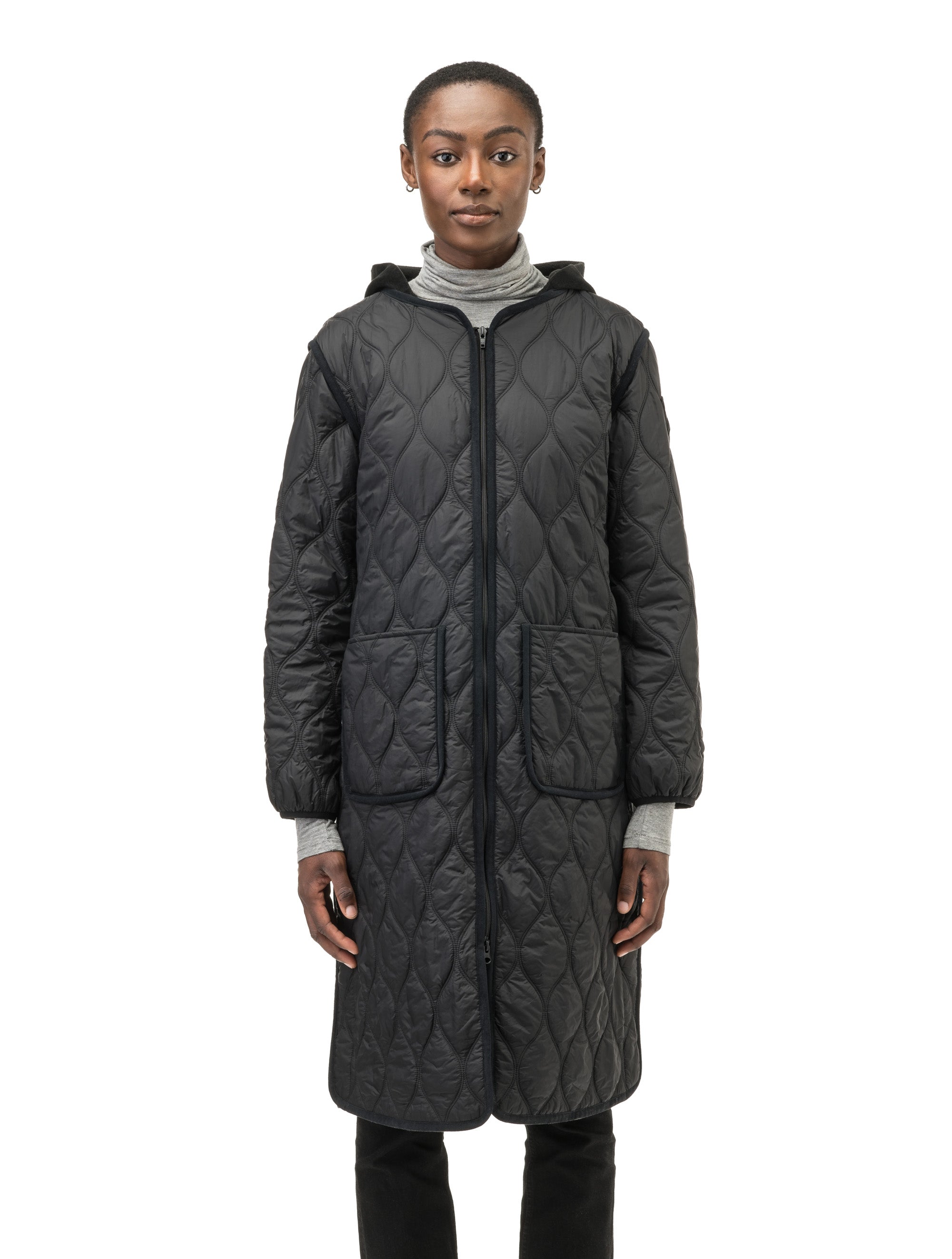 Long womens hot sale quilted coats