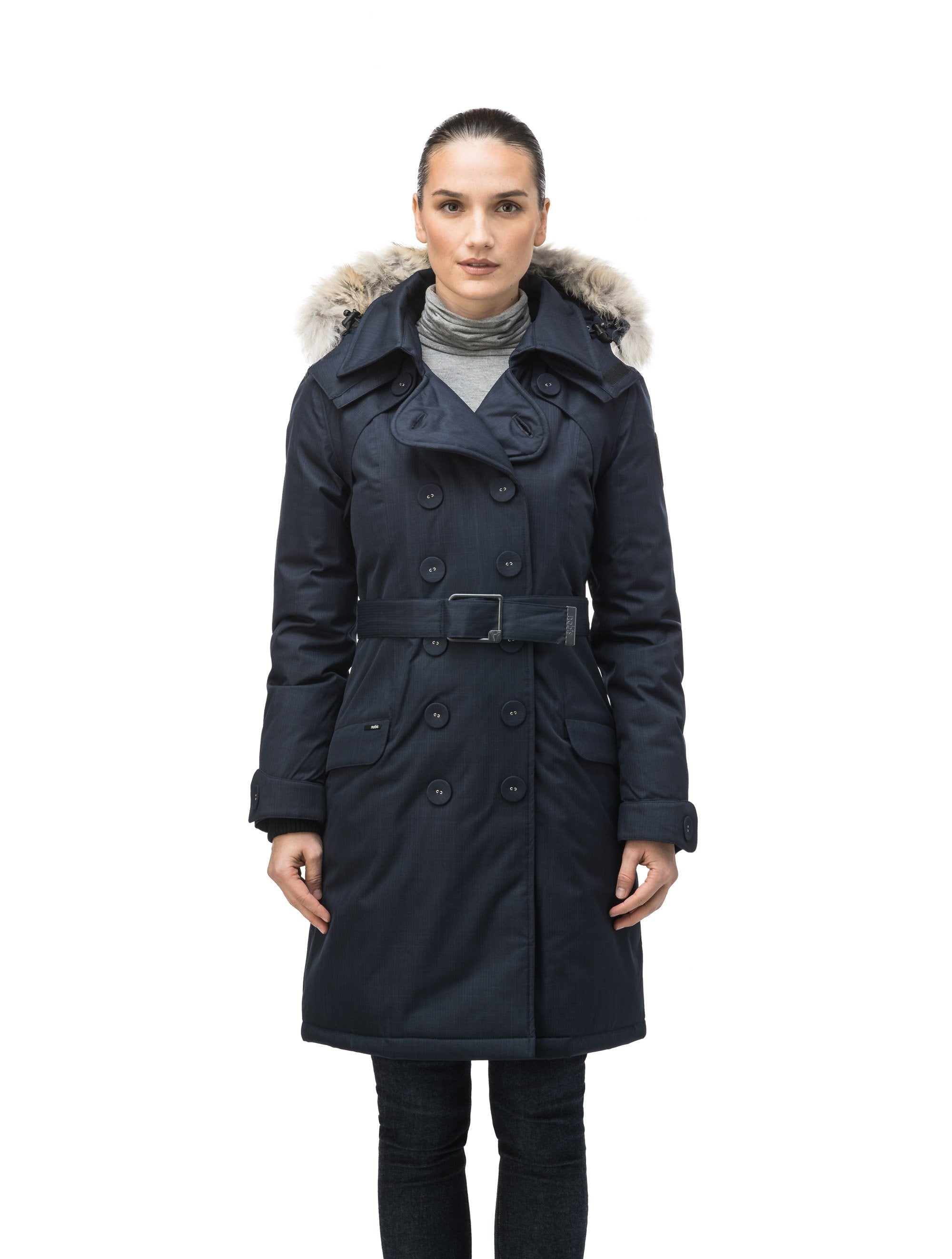 Blue pea coat ladies best sale