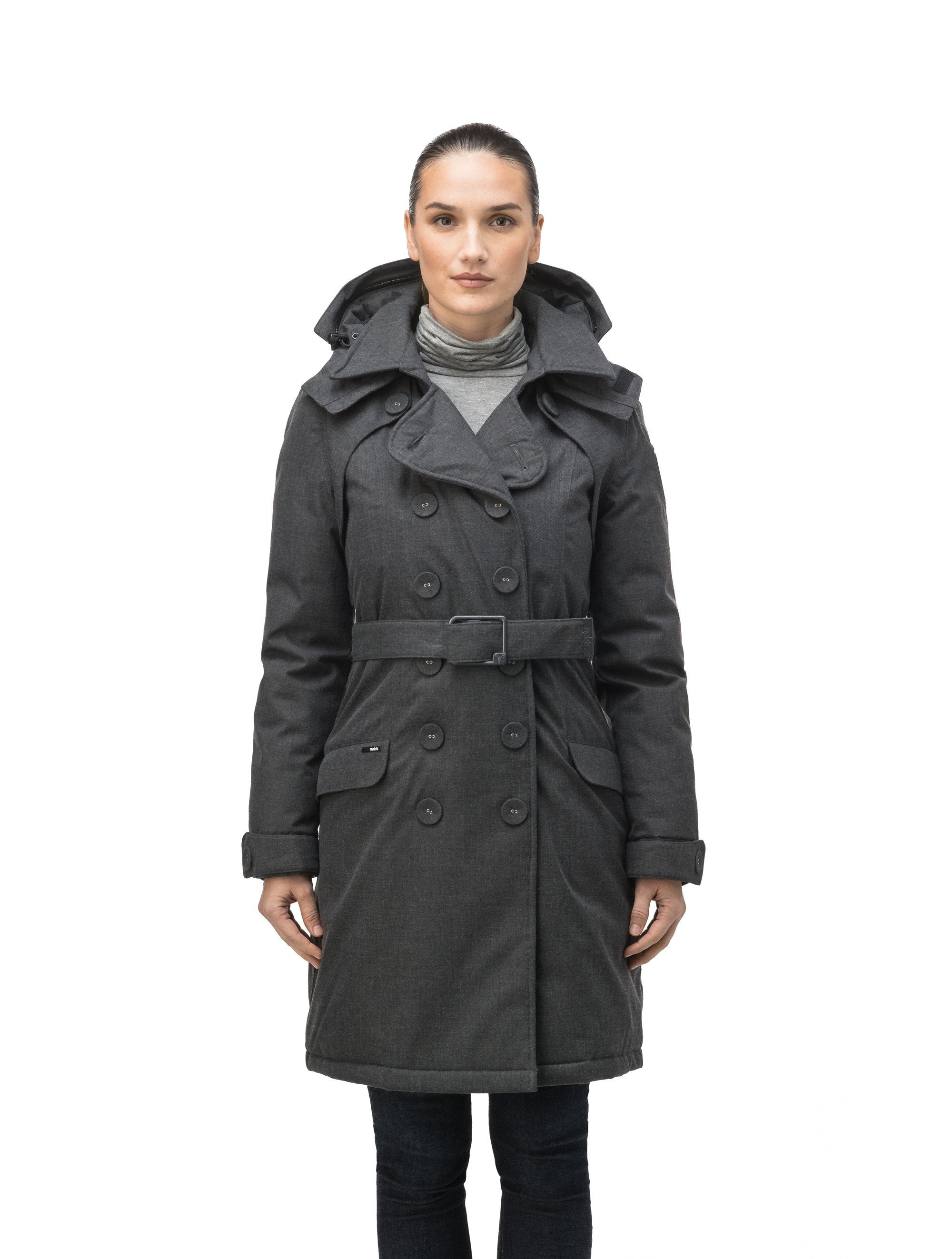 Womens grey peacoat deals with hood