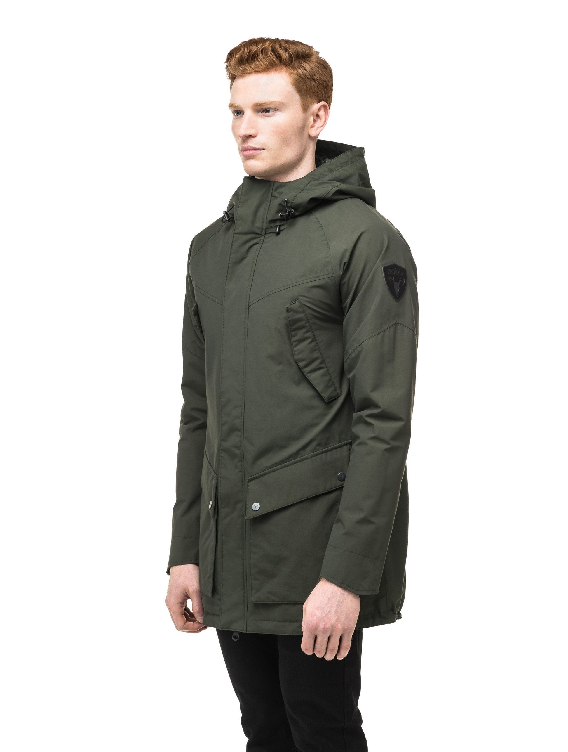 Men's hooded rain coat with hood in Dark Forest