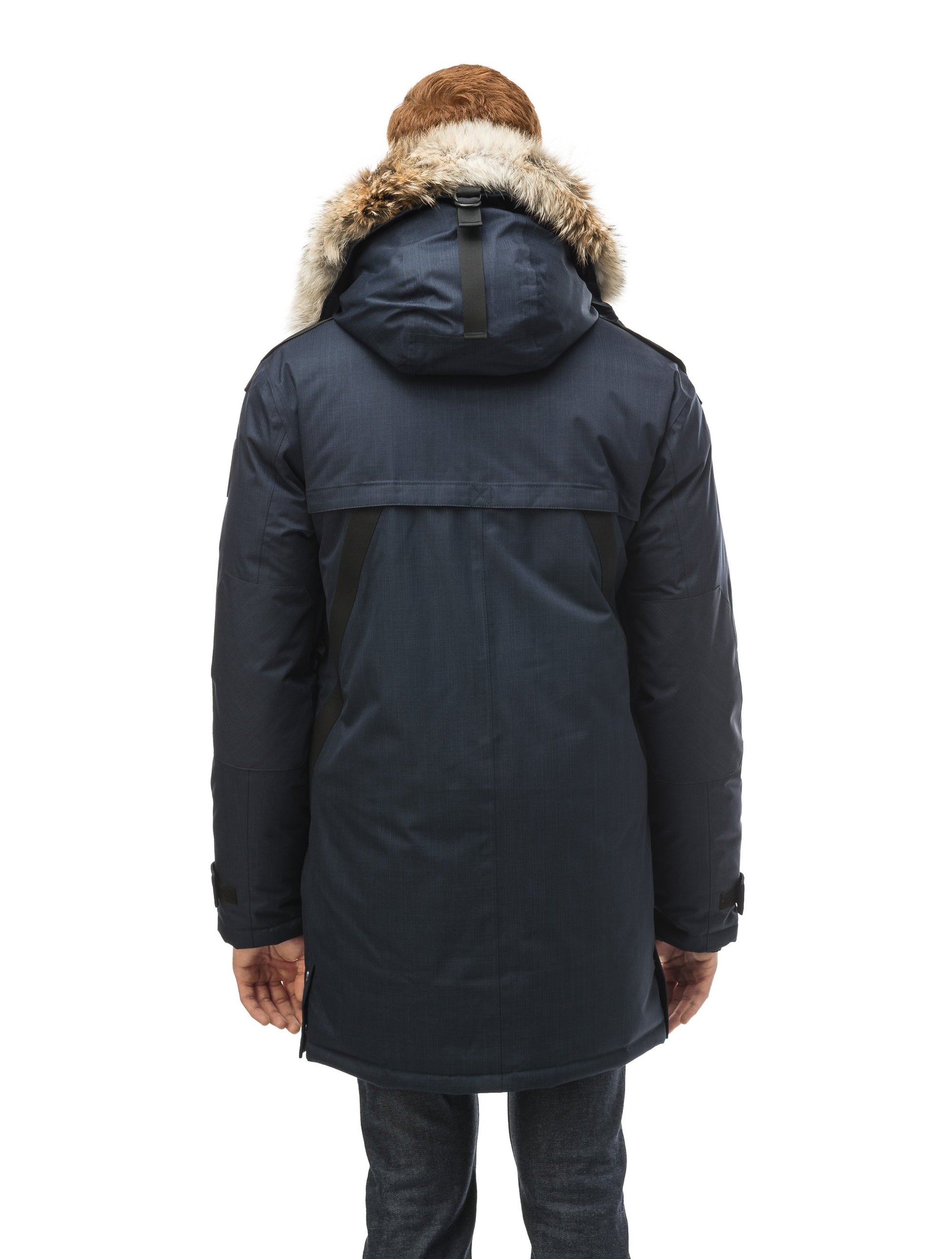 Men's Best Selling Parka the Yatesy is a down filled jacket with a zipper closure and magnetic placket in CH Navy