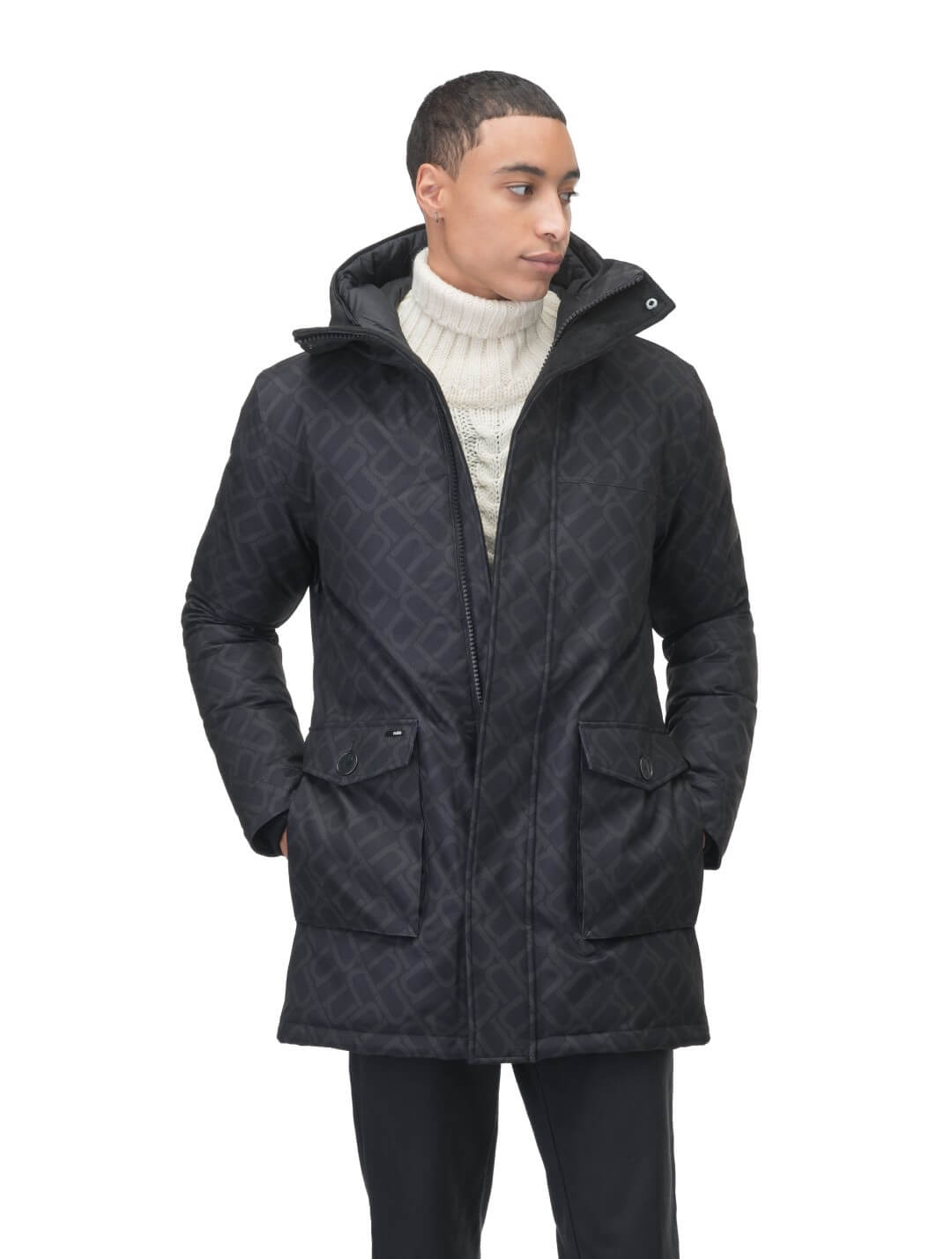 Mens slim sale parka coat